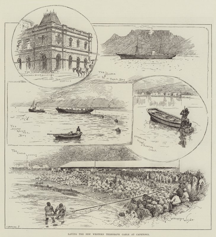 Posa del nuovo cavo telegrafico occidentale a Città del Capo da Henry Charles Seppings Wright
