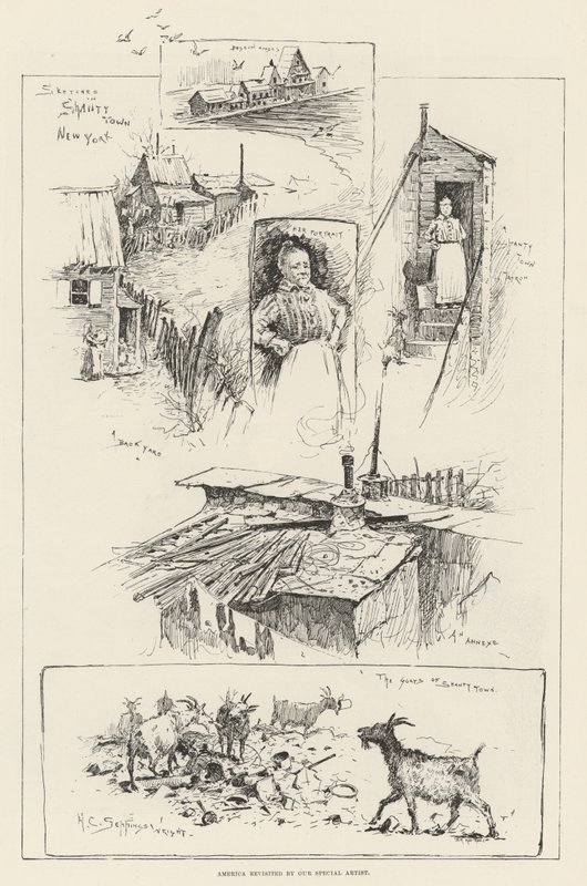Schizzi in Shanty Town, New York da Henry Charles Seppings Wright