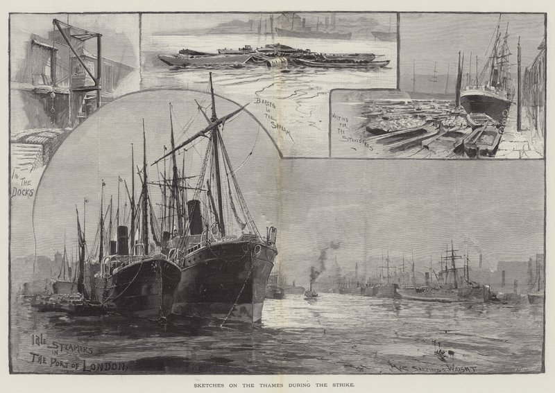 Schizzi sul Tamigi durante lo sciopero da Henry Charles Seppings Wright