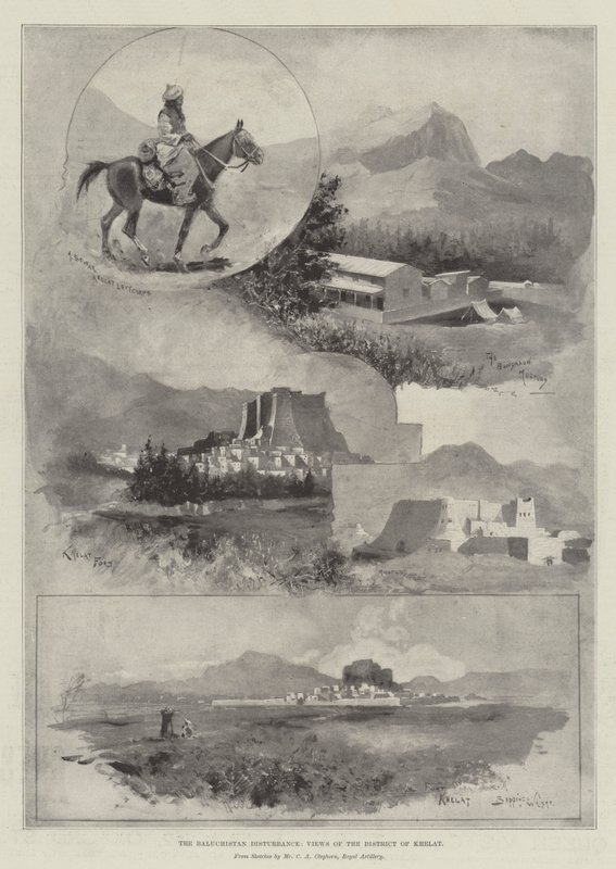 Il disturbo del Belucistan, vedute del distretto di Khelat da Henry Charles Seppings Wright