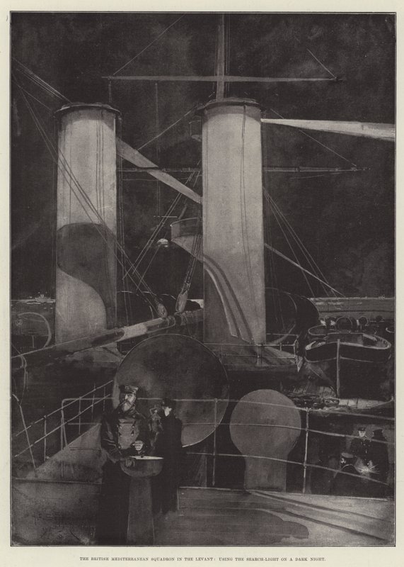 Lo Squadrone Mediterraneo Britannico nel Levante, usando il faro in una notte buia da Henry Charles Seppings Wright