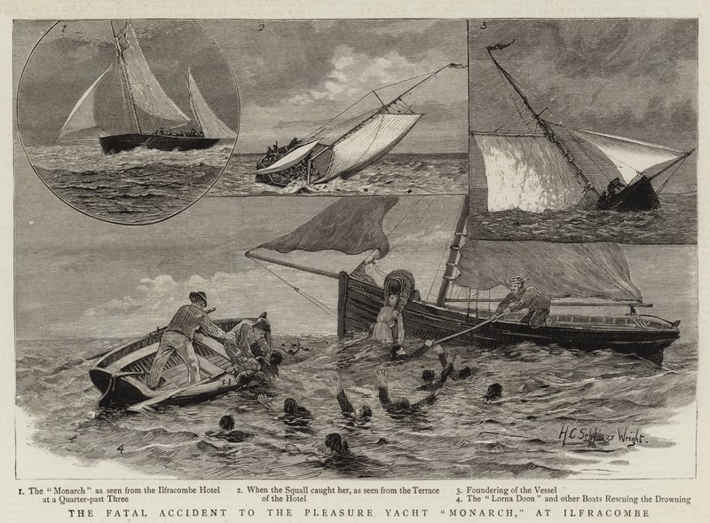 Il fatale incidente allo yacht da diporto Monarch, a Ilfracombe da Henry Charles Seppings Wright