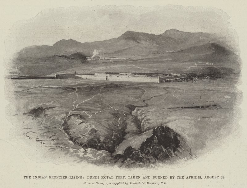 La rivolta alla frontiera indiana, forte di Lundi Kotal, preso e bruciato dagli Afridi, 24 agosto da Henry Charles Seppings Wright