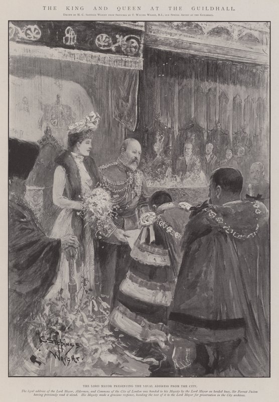 Il re e la regina alla Guildhall da Henry Charles Seppings Wright