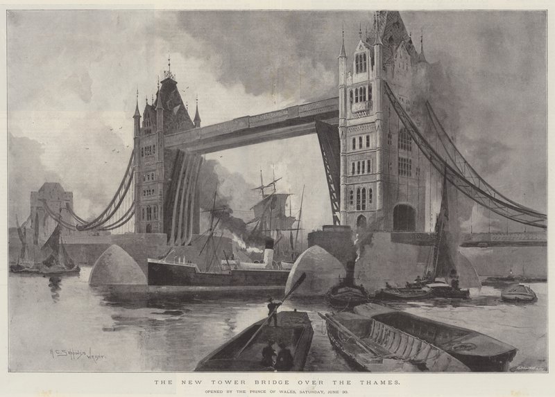 Il nuovo Tower Bridge sul Tamigi, inaugurato dal Principe di Galles, sabato 30 giugno da Henry Charles Seppings Wright