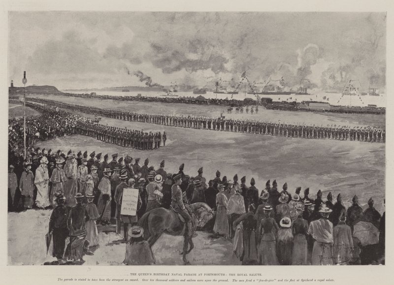 Parata navale per il compleanno della Regina a Portsmouth, il saluto reale da Henry Charles Seppings Wright
