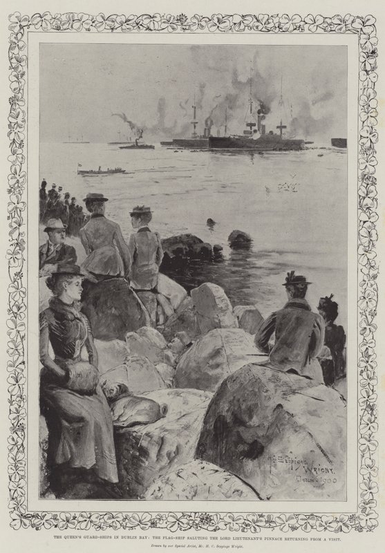 Le Navi della Guardia della Regina nella Baia di Dublino, la Nave Ammiraglia che Saluta la Pinnace del Lord Luogotenente di Ritorno da una Visita da Henry Charles Seppings Wright