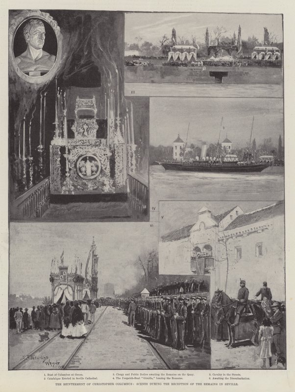 La riesumazione di Cristoforo Colombo, scene durante la ricezione dei resti a Siviglia da Henry Charles Seppings Wright