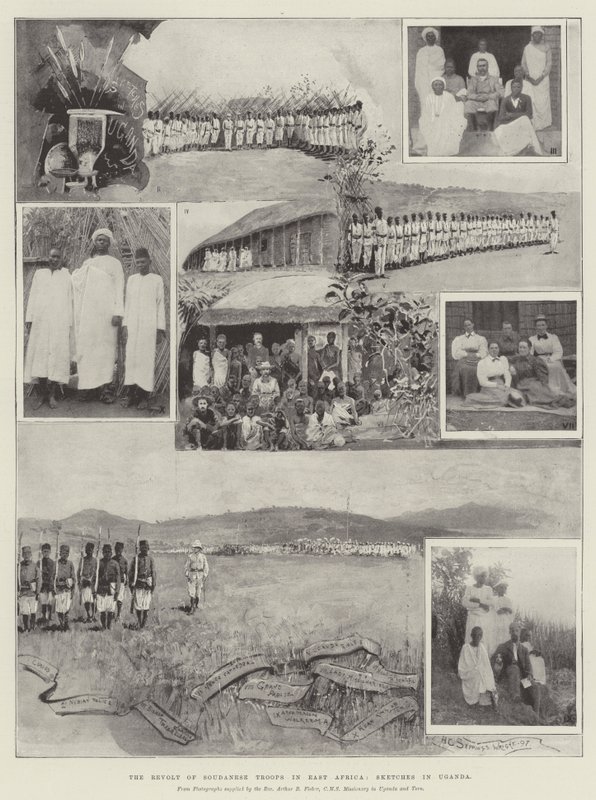 La rivolta delle truppe sudanesi in Africa orientale, schizzi in Uganda da Henry Charles Seppings Wright