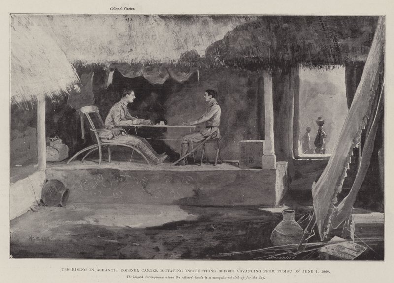 La rivolta in Ashanti, il colonnello Carter che detta istruzioni prima di avanzare da Fumsu il 1 giugno 1900 da Henry Charles Seppings Wright