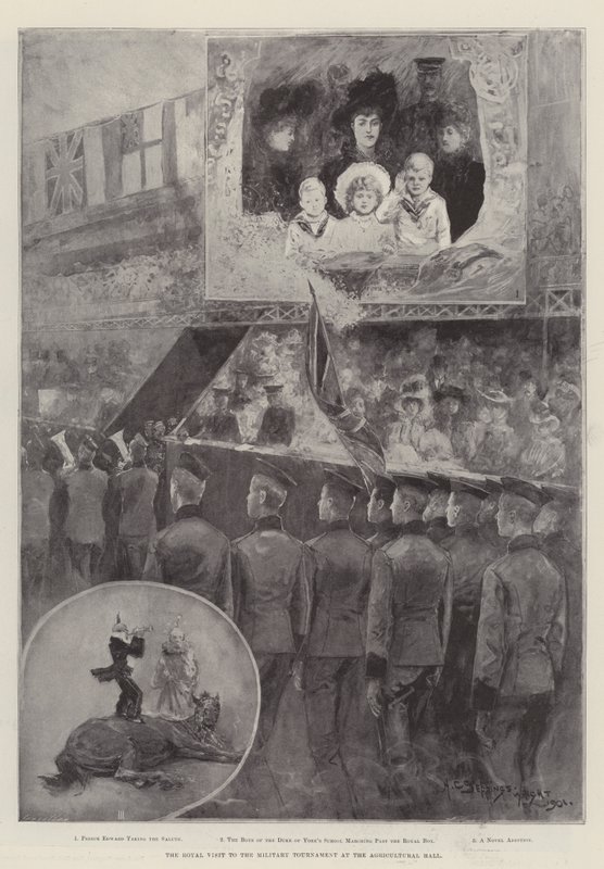 La visita reale al torneo militare alla Agricultural Hall da Henry Charles Seppings Wright