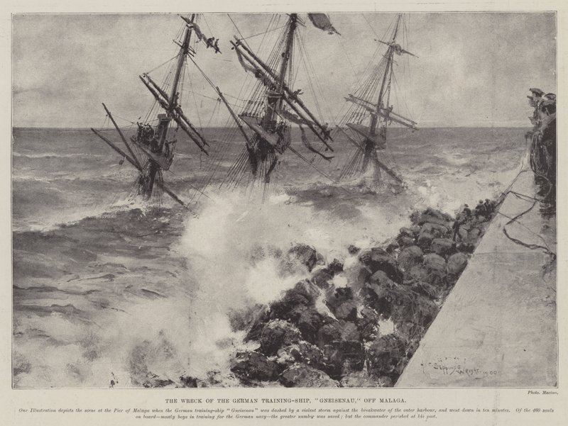 Il naufragio della nave scuola tedesca, Gneisenau, al largo di Malaga da Henry Charles Seppings Wright