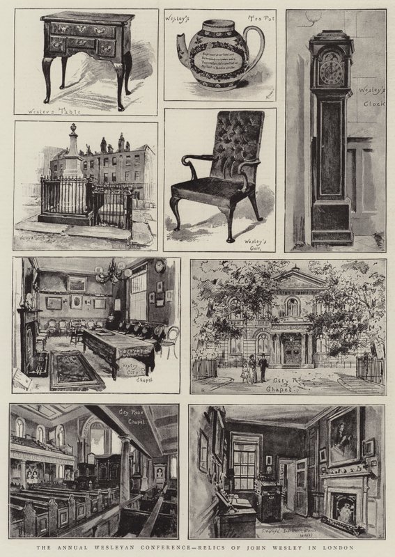 La conferenza annuale wesleyana, reliquie di John Wesley a Londra da Henry Edward Tidmarsh