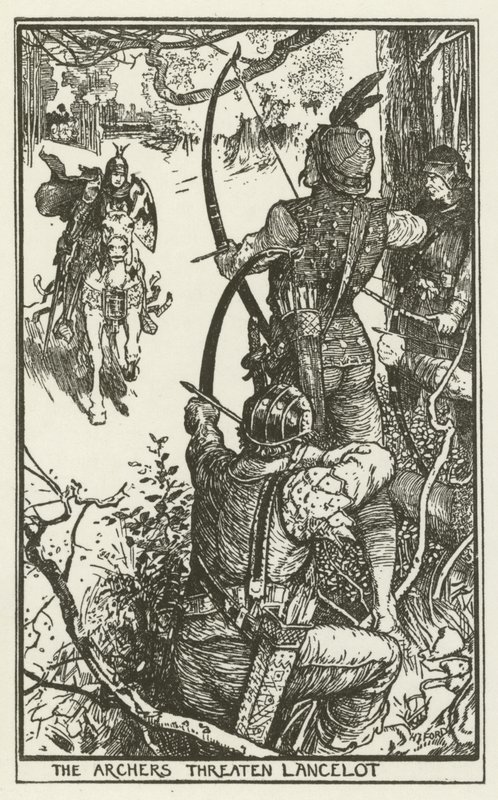 Gli arcieri minacciano Lancillotto da Henry Justice Ford