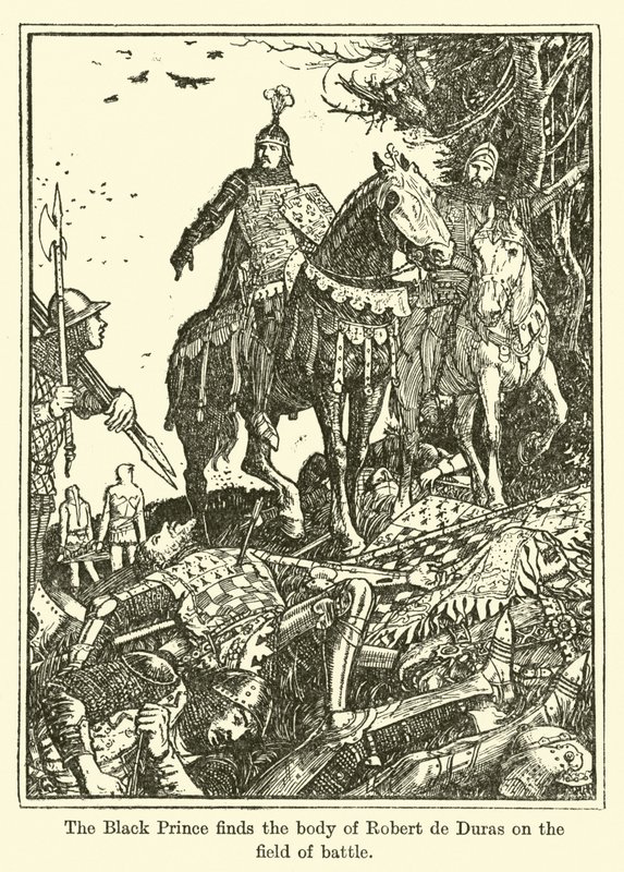 Il Principe Nero trova il corpo di Robert de Duras sul campo di battaglia da Henry Justice Ford