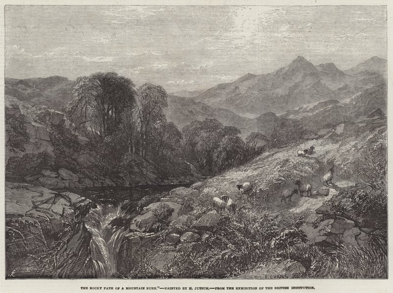 Il sentiero roccioso di un torrente di montagna da Henry Jutsum
