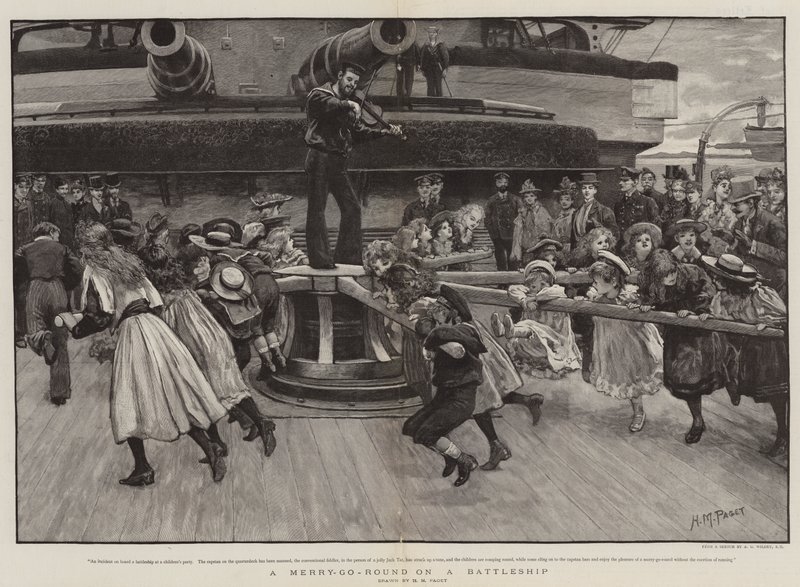 Una giostra su una nave da guerra da Henry Marriott Paget