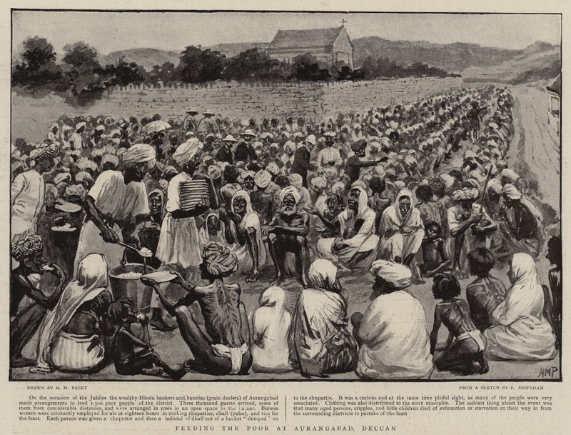 Nutrire i Poveri ad Aurangabad, Deccan da Henry Marriott Paget