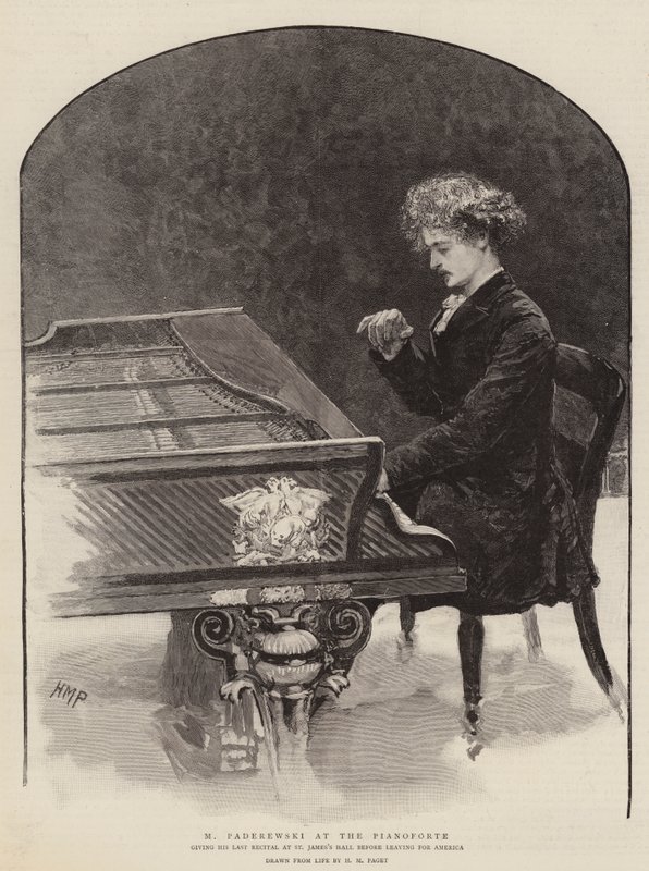 M Paderewski al pianoforte da Henry Marriott Paget