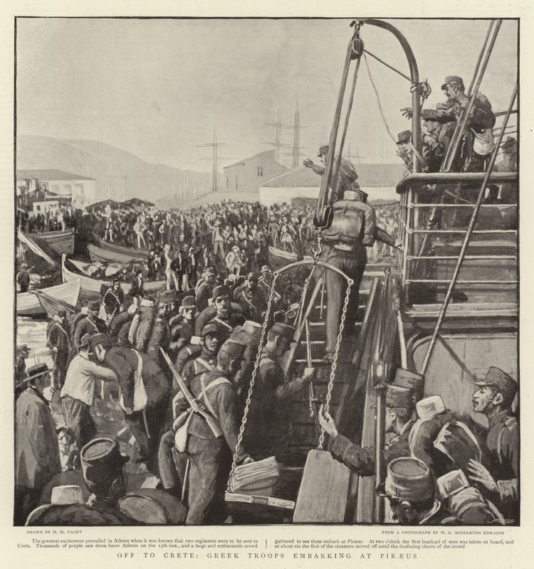 Verso Creta, Truppe Greche che si imbarcano al Pireo da Henry Marriott Paget
