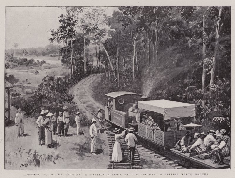 Apertura di un nuovo paese, una stazione di sosta sulla ferrovia nel Borneo settentrionale britannico da Henry Marriott Paget