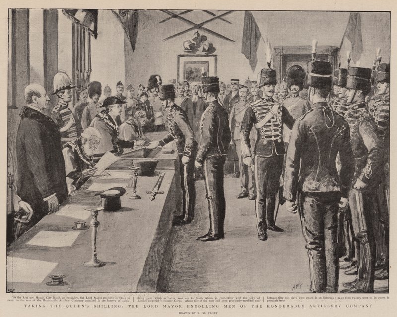 Prendere lo scellino della regina, il sindaco che arruola uomini della Honourable Artillery Company da Henry Marriott Paget