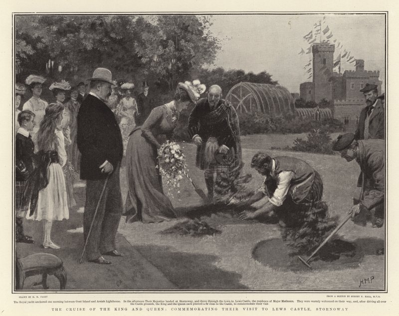 La crociera del re e della regina, commemorando la loro visita al Castello di Lews, Stornoway da Henry Marriott Paget