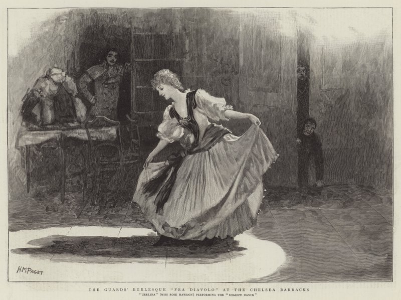 La Burlesque dei Guardiani Fra Diavolo alle Caserme di Chelsea da Henry Marriott Paget