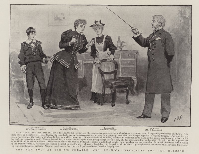 Il Nuovo Ragazzo al Teatro di Terry, Mrs Rennick intercede per suo marito da Henry Marriott Paget
