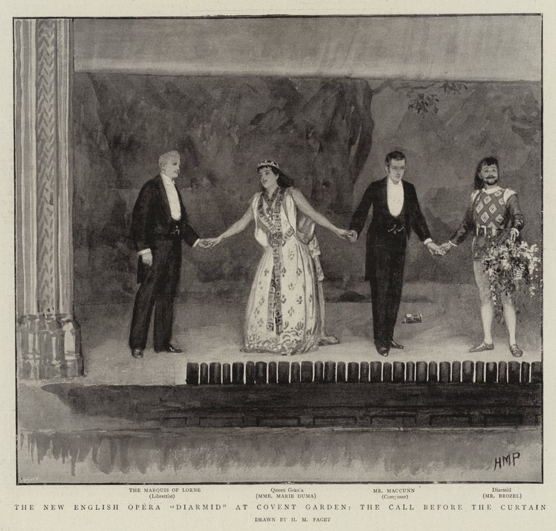La nuova opera inglese Diarmid al Covent Garden, la chiamata prima del sipario da Henry Marriott Paget