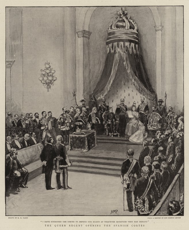 La Regina Reggente apre le Cortes Spagnole da Henry Marriott Paget