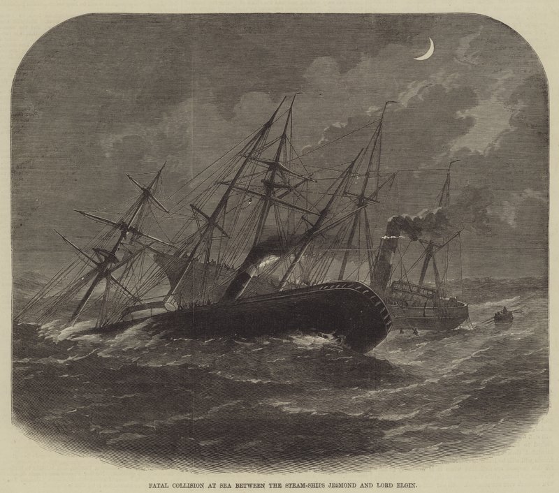 Collisione Fatale in Mare tra le Navi a Vapore Jesmond e Lord Elgin da Henry Spernon Tozer