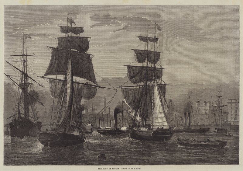 Il porto di Londra, navi nella piscina da Henry Spernon Tozer