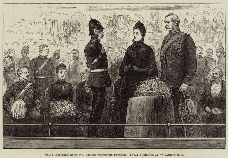 Distribuzione dei premi al Secondo Battaglione Volontari Royal Fusiliers alla St James
