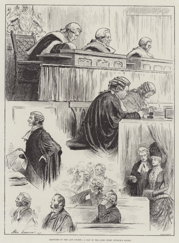 Schizzi nei tribunali, una giornata nella Corte del Lord Chief Justice da Henry Stephen Ludlow
