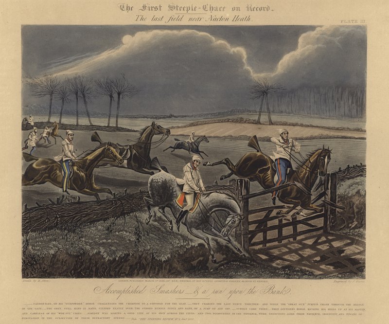 La prima corsa a ostacoli registrata, 1839 da Henry Thomas Alken