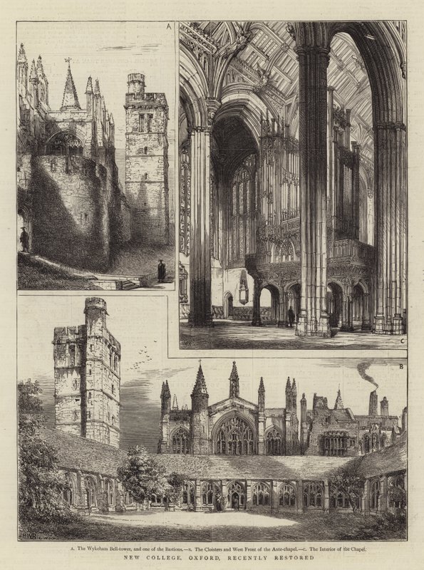 New College, Oxford, recentemente restaurato da Henry William Brewer