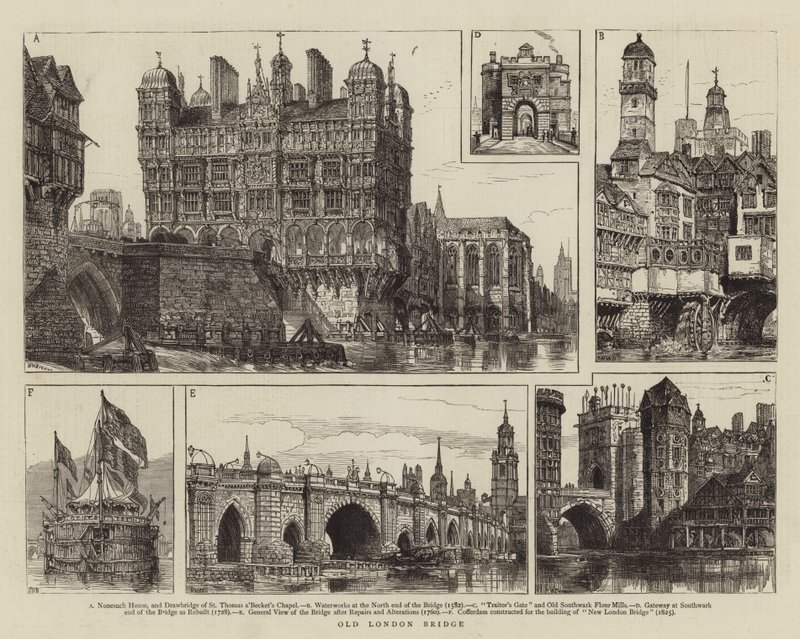 Il Vecchio Ponte di Londra da Henry William Brewer