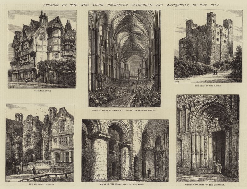 Apertura del Nuovo Coro, Cattedrale di Rochester e Antichità nella Città da Henry William Brewer