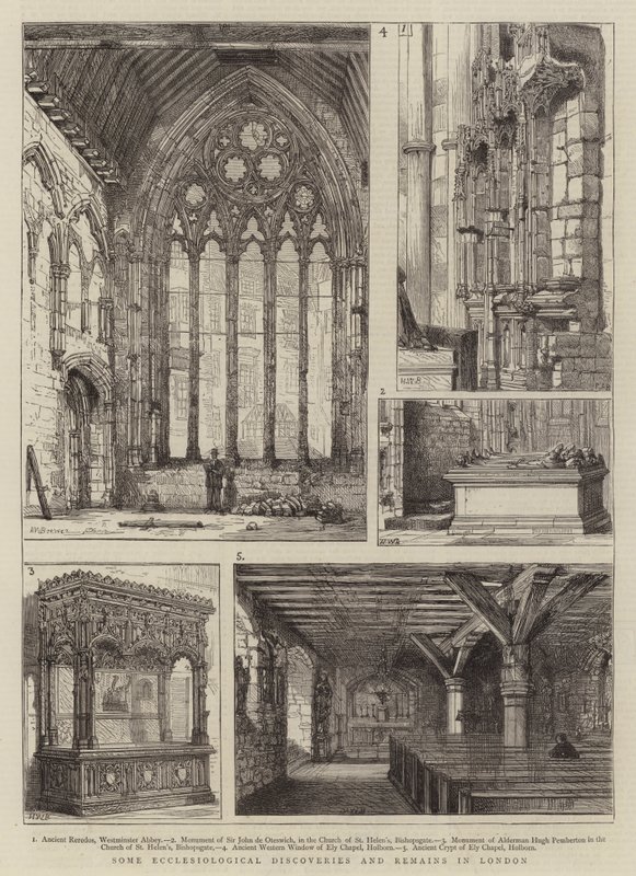 Alcune scoperte e resti ecclesiologici a Londra da Henry William Brewer