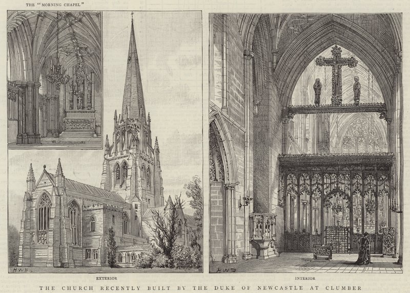 La chiesa recentemente costruita dal Duca di Newcastle a Clumber da Henry William Brewer