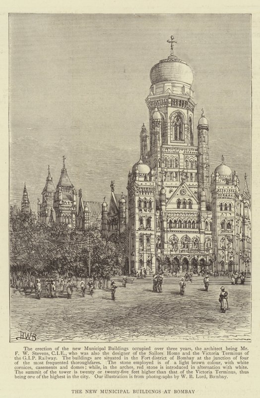 I nuovi edifici municipali a Bombay da Henry William Brewer