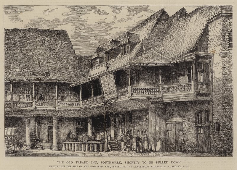 Il vecchio Tabard Inn, Southwark, presto demolito da Henry William Brewer