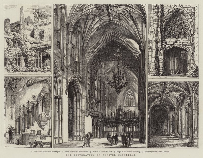 Il restauro della cattedrale di Chester da Henry William Brewer