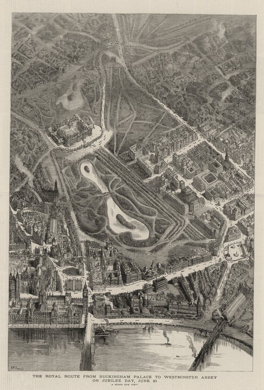 Il Percorso Reale da Buckingham Palace a Westminster Abbey nel Giorno del Giubileo, 21 giugno da Henry William Brewer