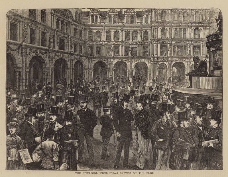 La Borsa di Liverpool, uno schizzo sulle bandiere da Henry Woods