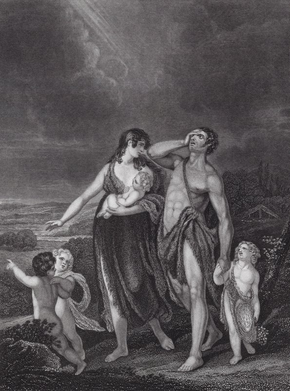 La partenza di Caino, Genesi, cap. 4, v. 16 (incisione) da Henry (after) Singleton