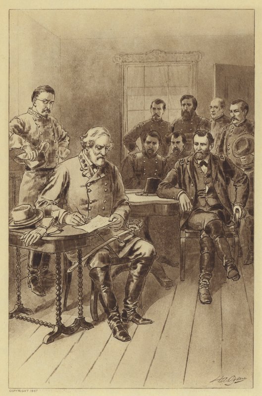 La resa di Lee a Grant, Appomattox, 9 aprile 1865 da Henry Alexander (after) Ogden