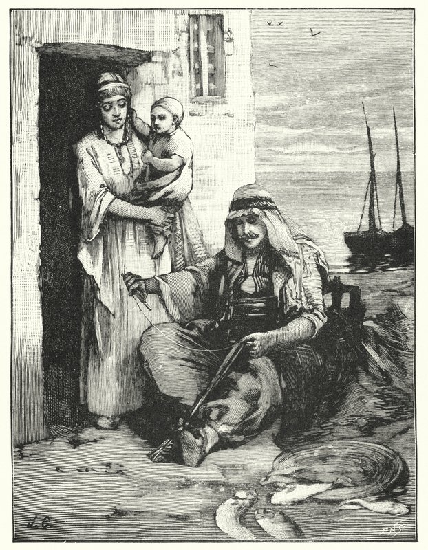Un pescatore che ripara le sue reti, Mare di Tiberiade da Henry Andrew Harper