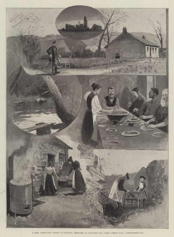 Una Colonia Comunista Libera in Inghilterra, Schizzi a Clousden Hill Farm, Forest Hall, Northumberland da Henry Charles Seppings Wright